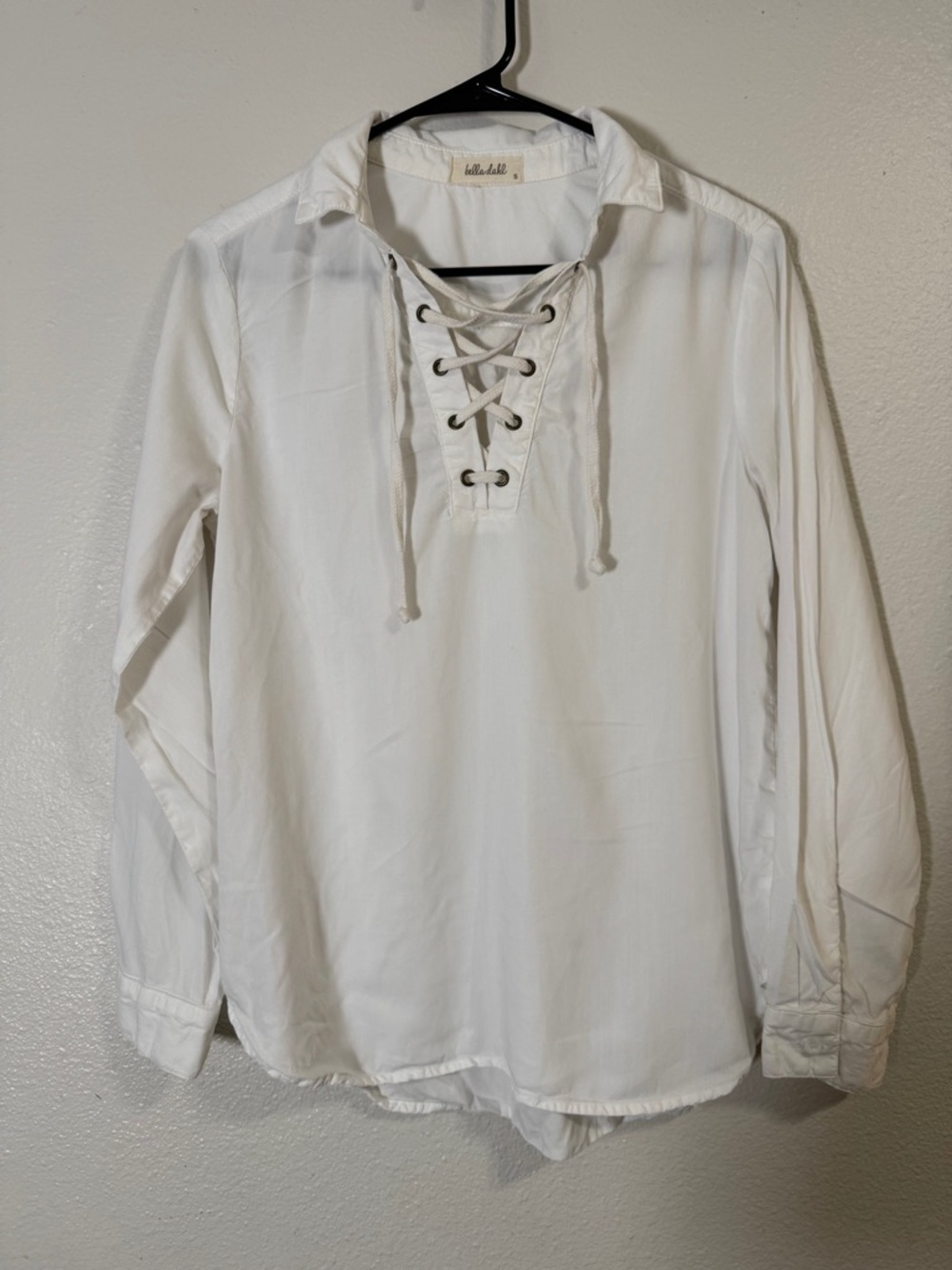 Bella Dahl White Lace-Up Popover Blouse